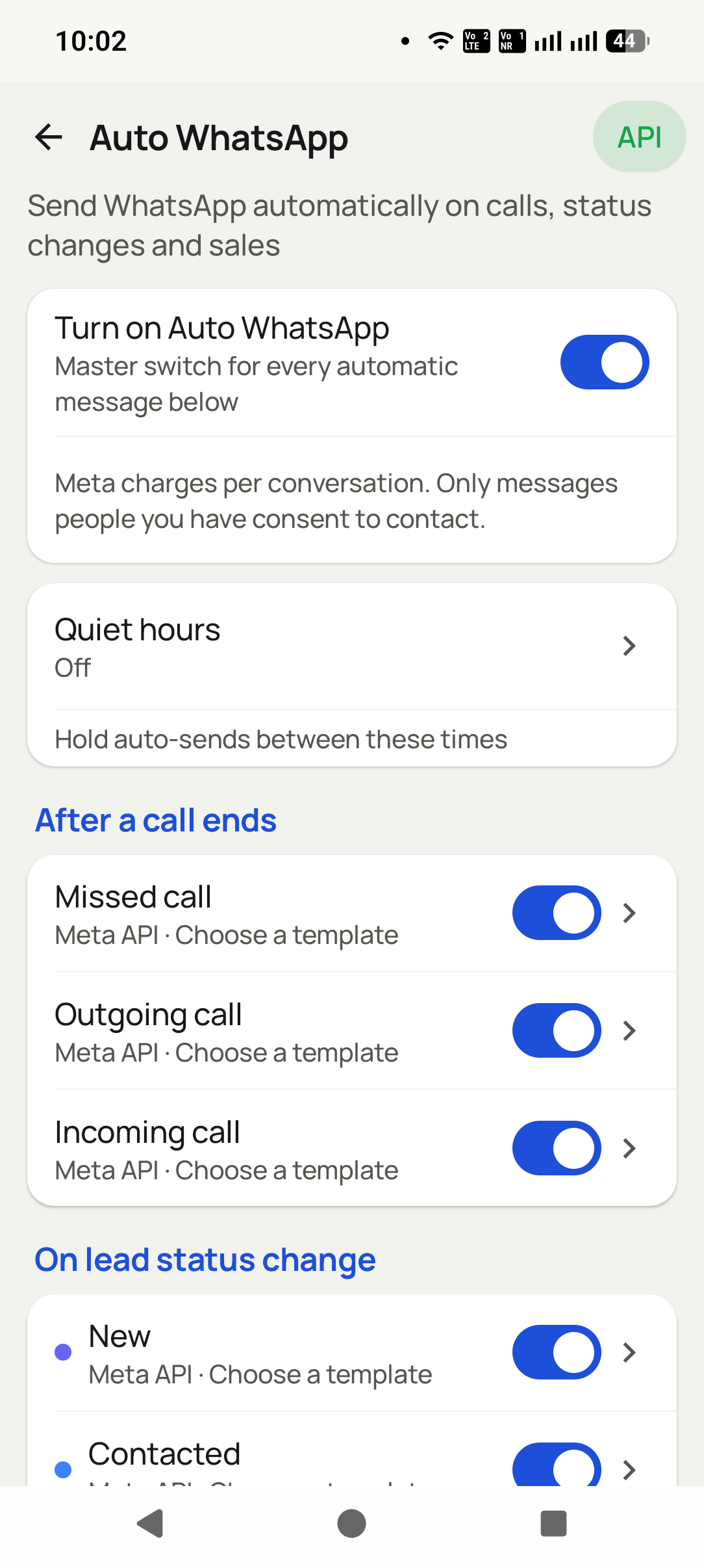 Auto WhatsApp triggers